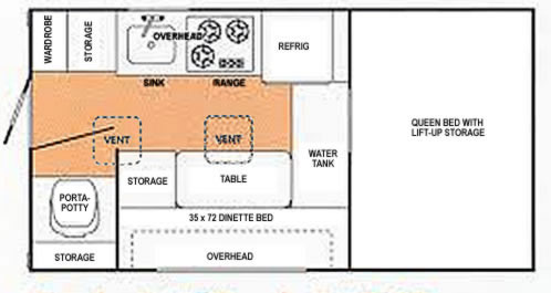 Full-size long-bed floor plan