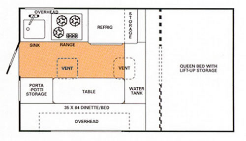 Full-size long-bed floor plan